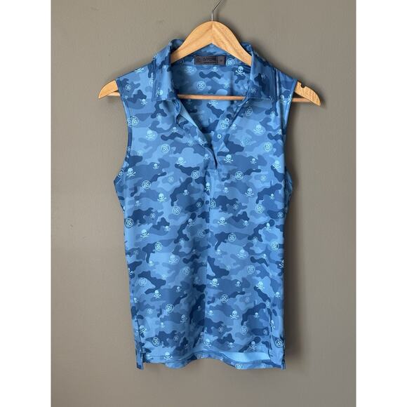 GFore Women’s Skull Icon M Camo Sleeveless Polo Tulum Golf Shirt G/Fore - Picture 2 of 7
